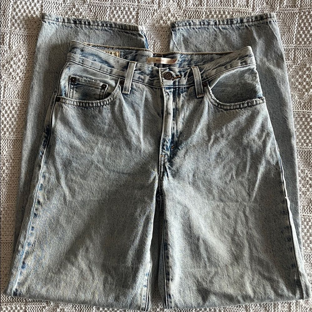 Levi's Premium Baggy Dad Women's Jeans in Fan Flare - Light Wash Sz 24 - Picture 4 of 15